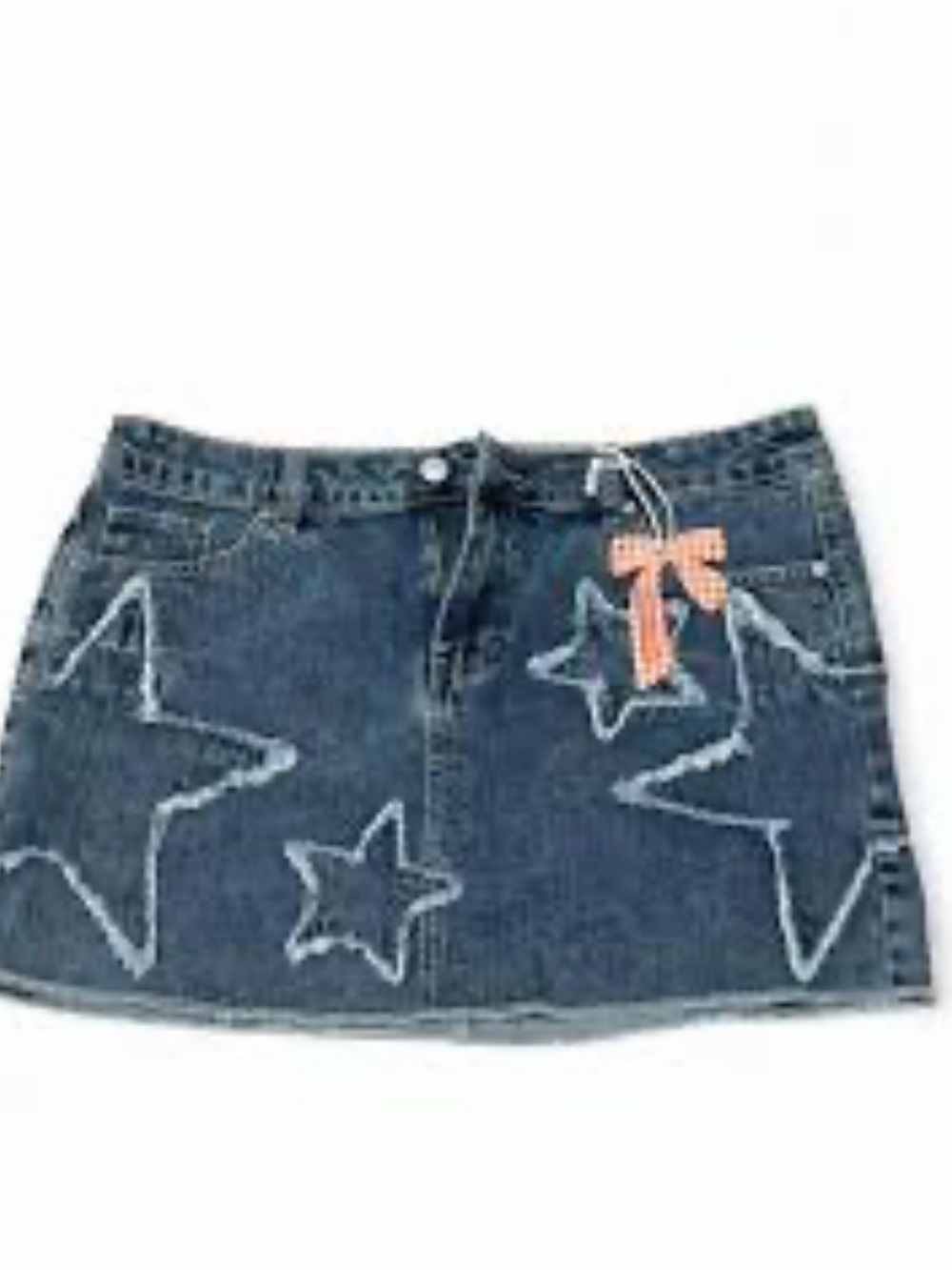 Ashley Mason Denim Star Appliqué Mini Skirt - Blue